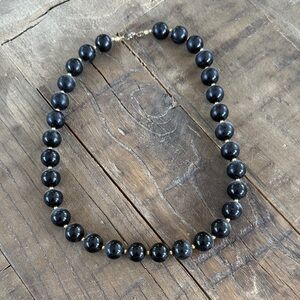 Vintage Black Beaded Necklace